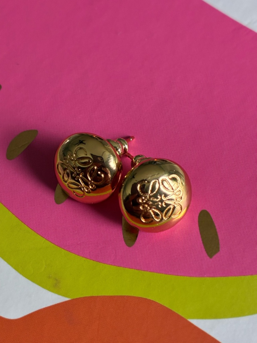 Loewe Gold Floral Dome Stud Earrings - Women Jewelry
